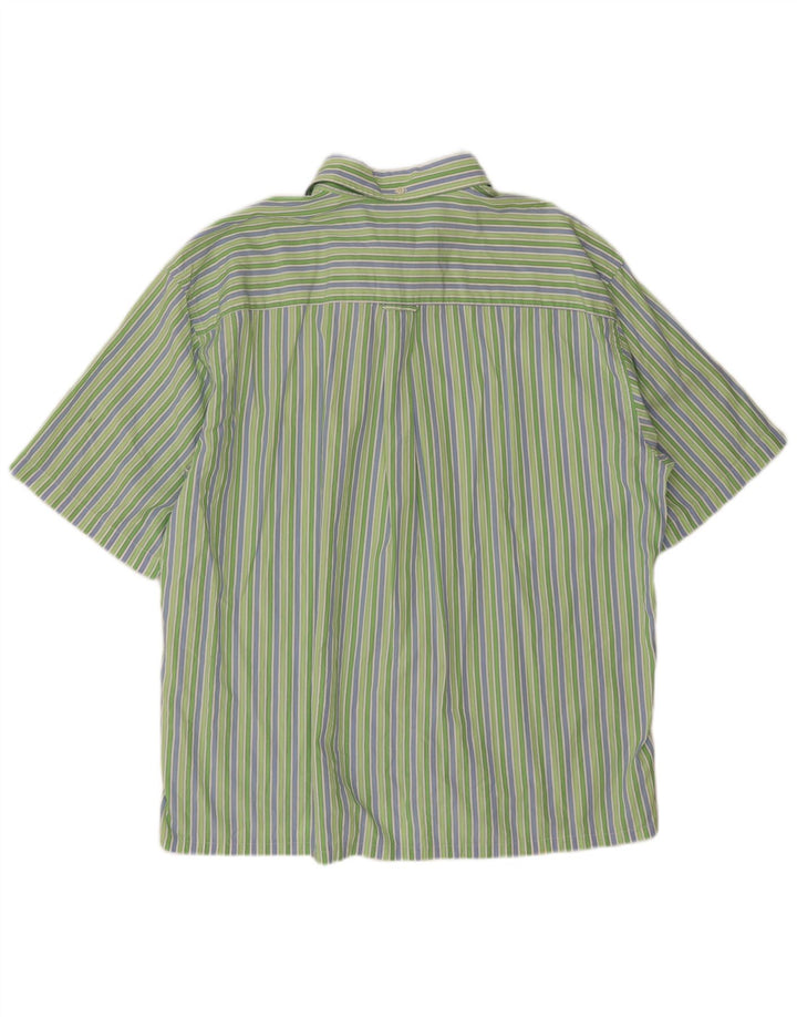 Lacoste Mens Short Sleeve Shirt Size 46 2XL Green Striped