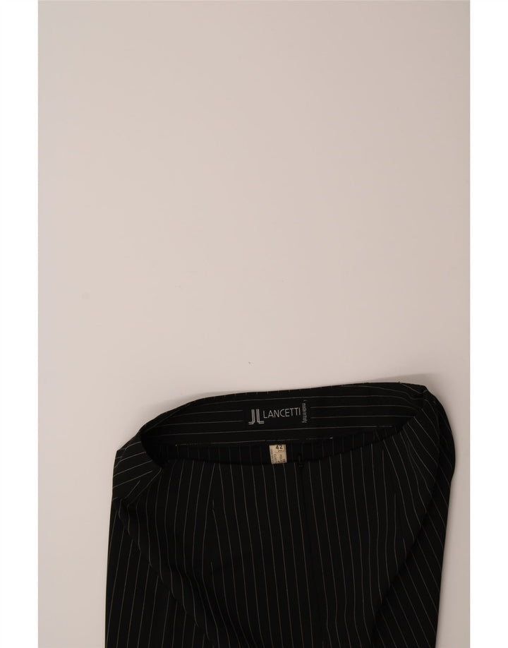 LANCETTI Womens Pencil Skirt IT 42 Medium W28  Black Pinstripe Polyester Vintage Lancetti and Second-Hand Lancetti from Messina Hembry 