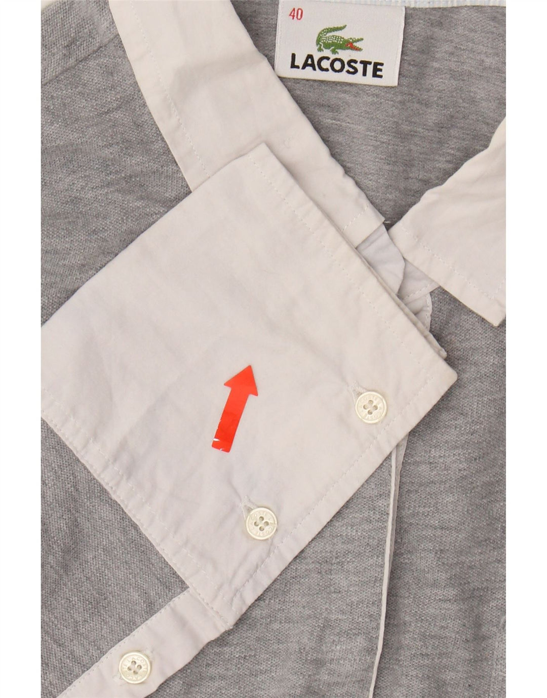 LACOSTE Womens Long Sleeve Polo Shirt Size 40 Medium Grey Cotton Vintage Lacoste and Second-Hand Lacoste from Messina Hembry 