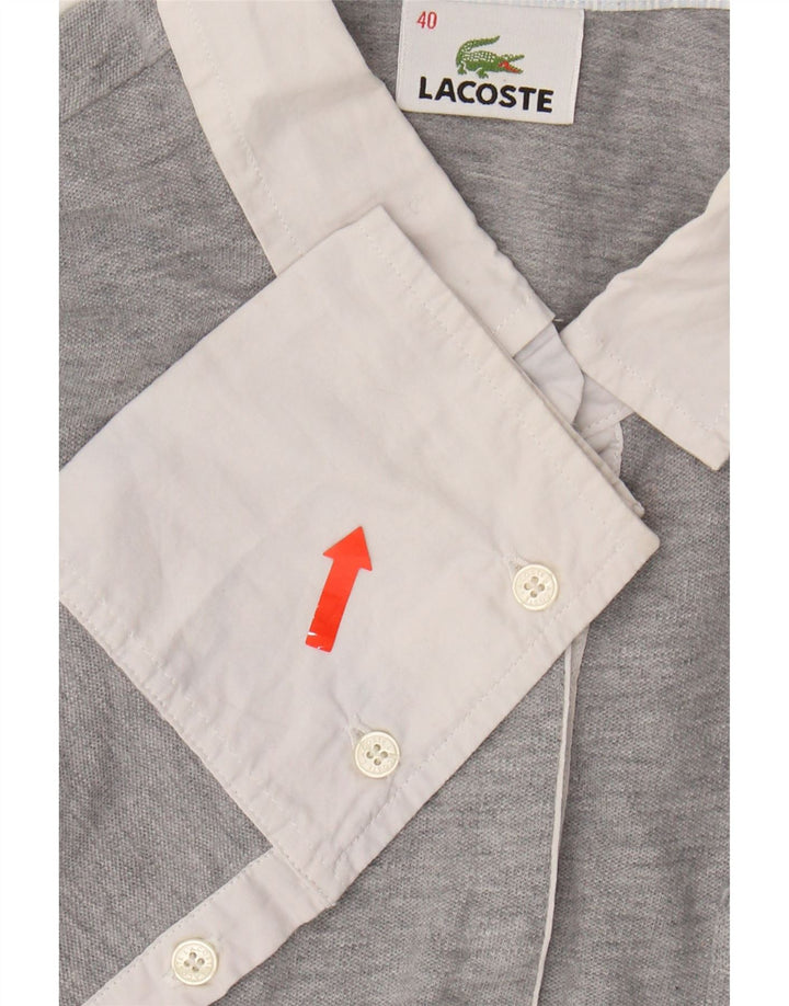 LACOSTE Womens Long Sleeve Polo Shirt Size 40 Medium Grey Cotton Vintage Lacoste and Second-Hand Lacoste from Messina Hembry 