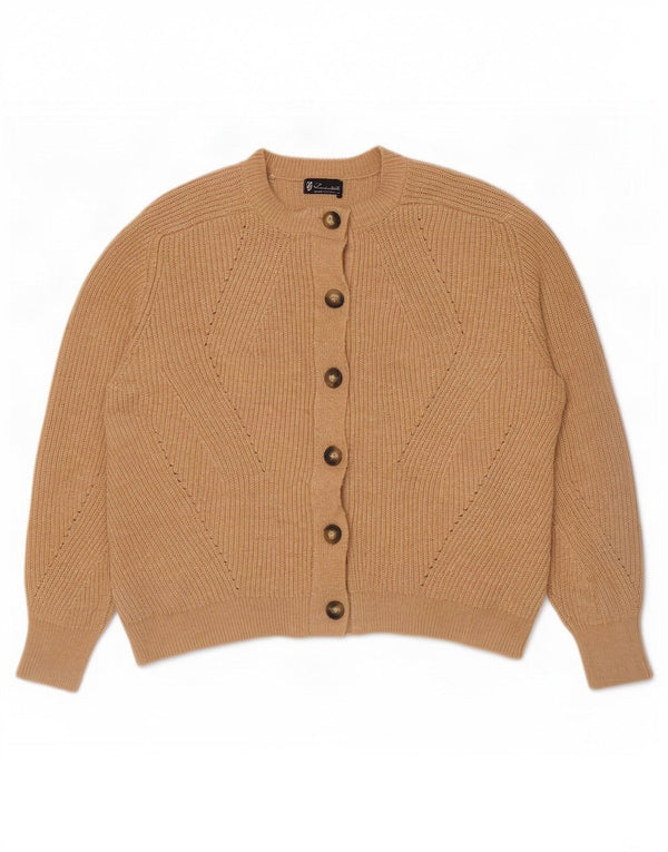Marks & Spencer Womens Loose Fit Cardigan Sweater UK 16 Large Beige Acrylic