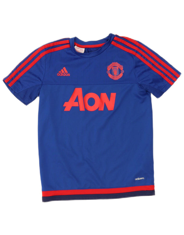 ADIDAS Boys Manchester United Graphic T-Shirt Top 9-10 Years Blue