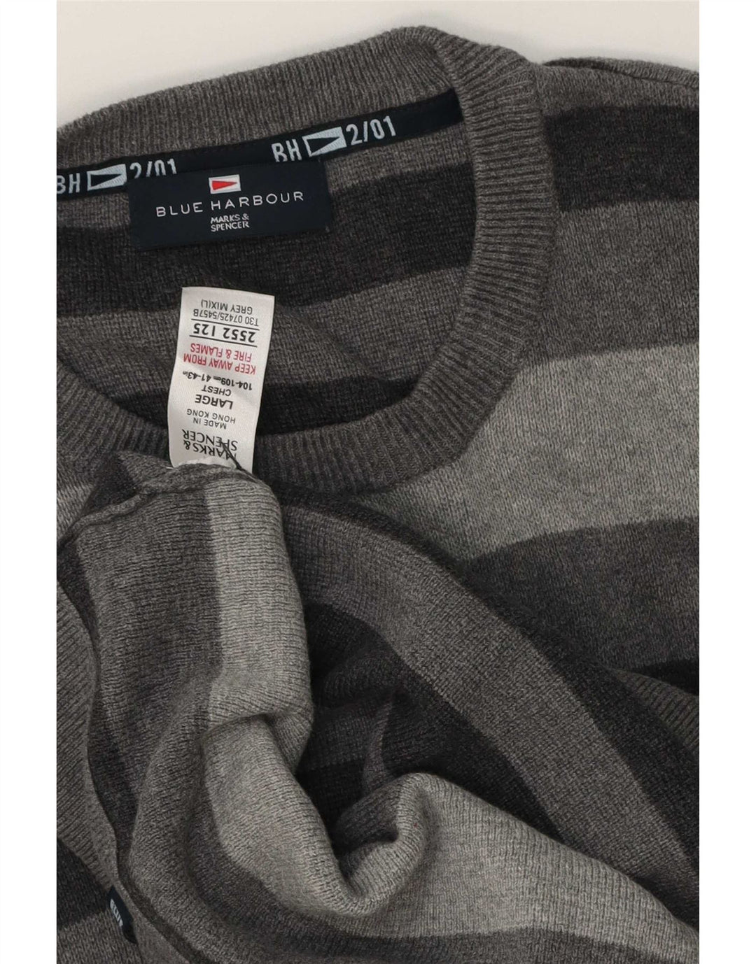 Marks & Spencer Mens Blue Harbour Crew Neck Jumper Sweater Large Grey
