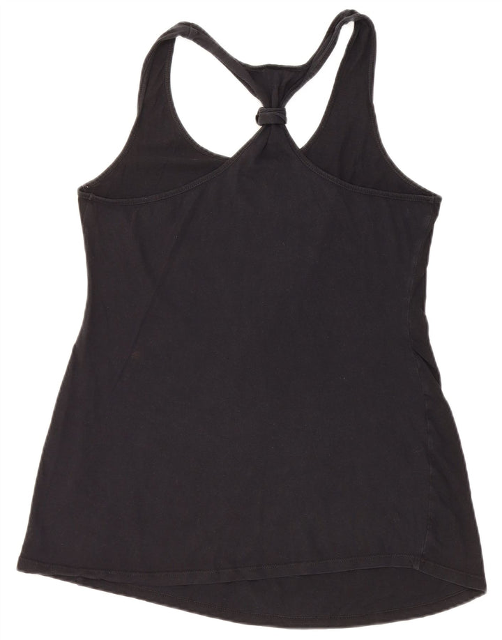 VINTAGE Womens Graphic Vest Top UK 12 Medium Black Cotton