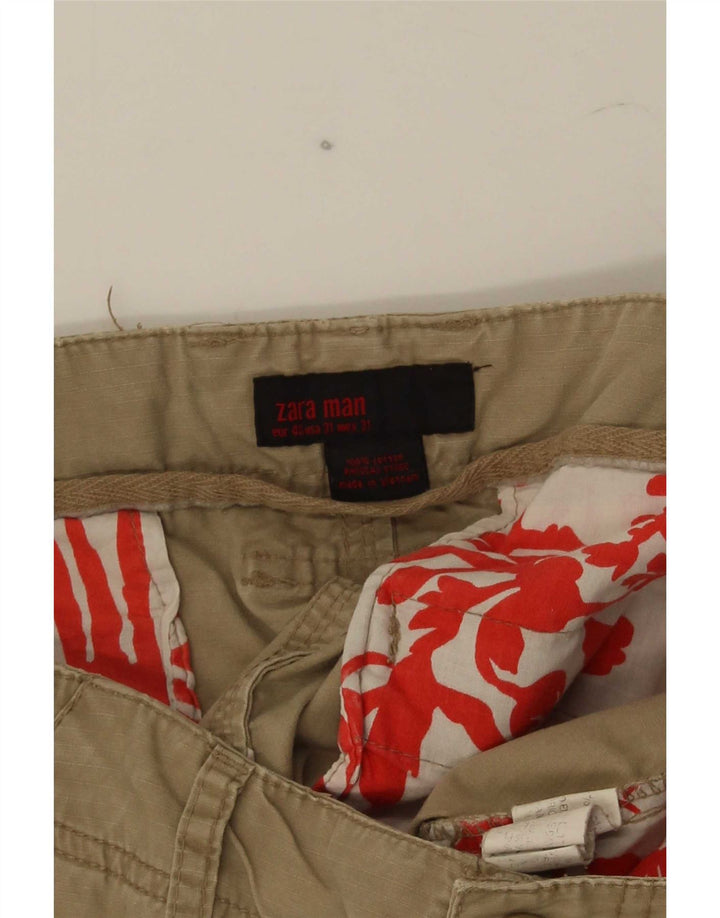 Zara Mens Cargo Shorts EU 40 Medium W31 Beige Cotton