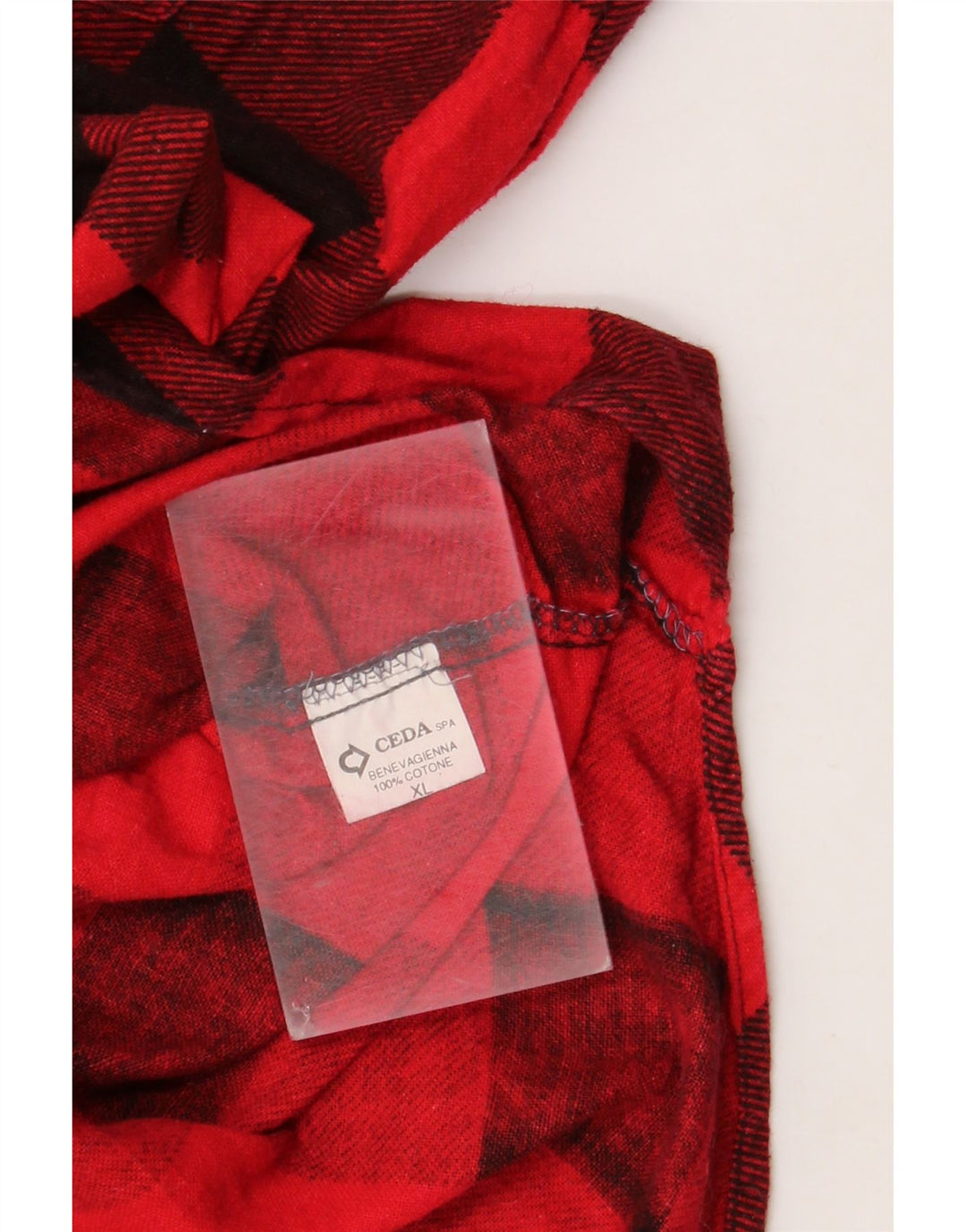 Vintage Mens Flannel Shirt XL Red Gingham Cotton