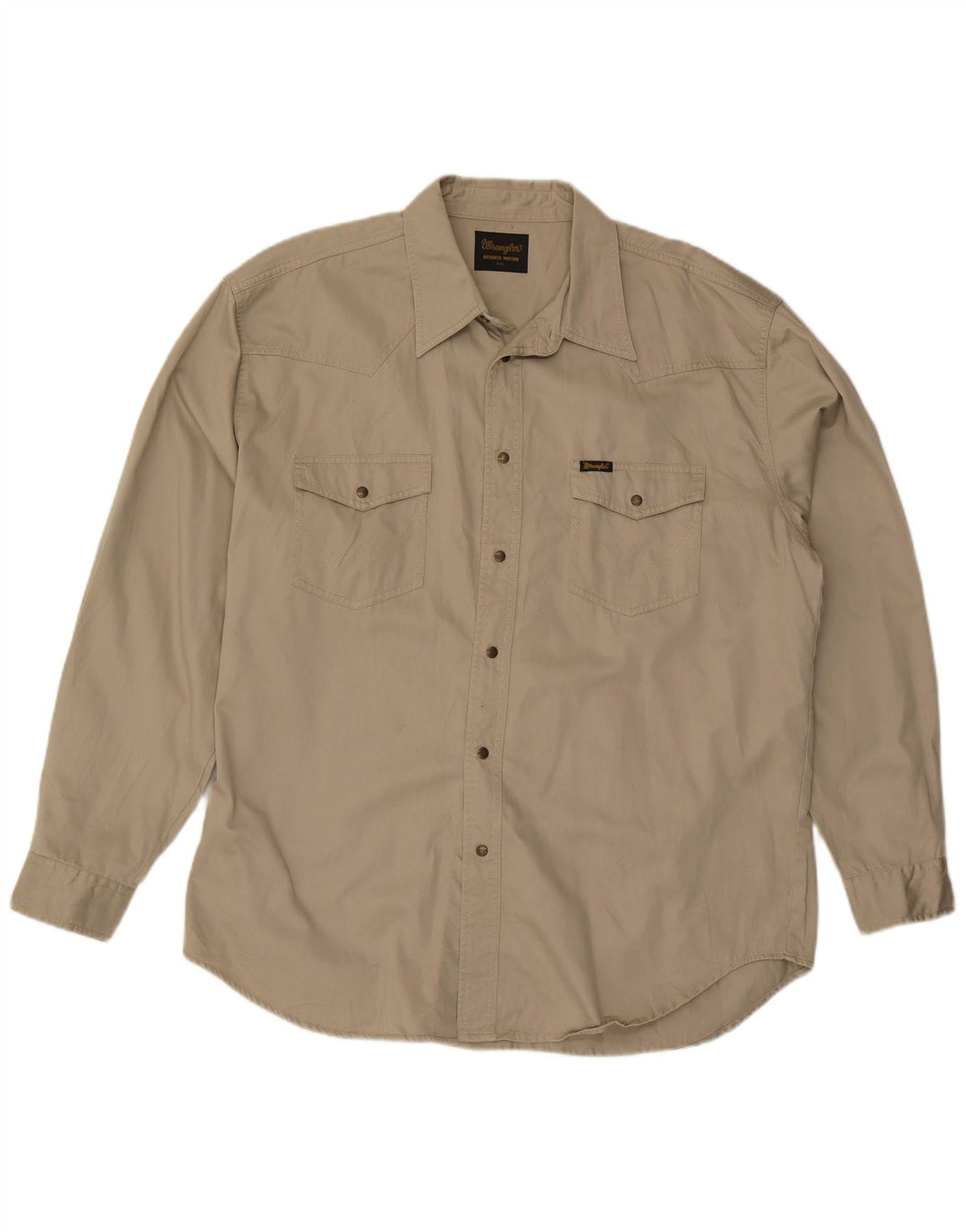 Wrangler Mens Shirt 2XL Beige Cotton
