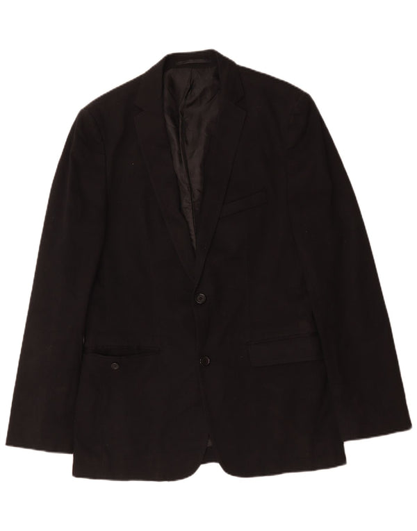 Zara Mens 2 Button Blazer Jacket EU 50 Medium Black Viscose