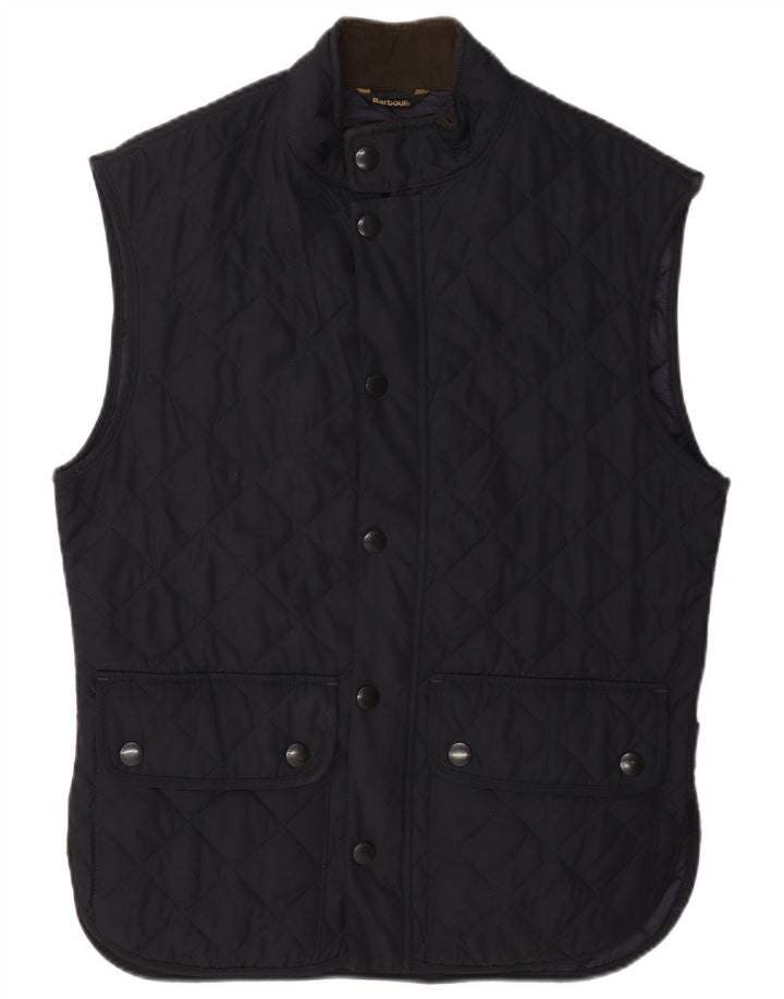 Barbour Mens Quilted Gilet UK 38 Medium Navy Blue Polyester