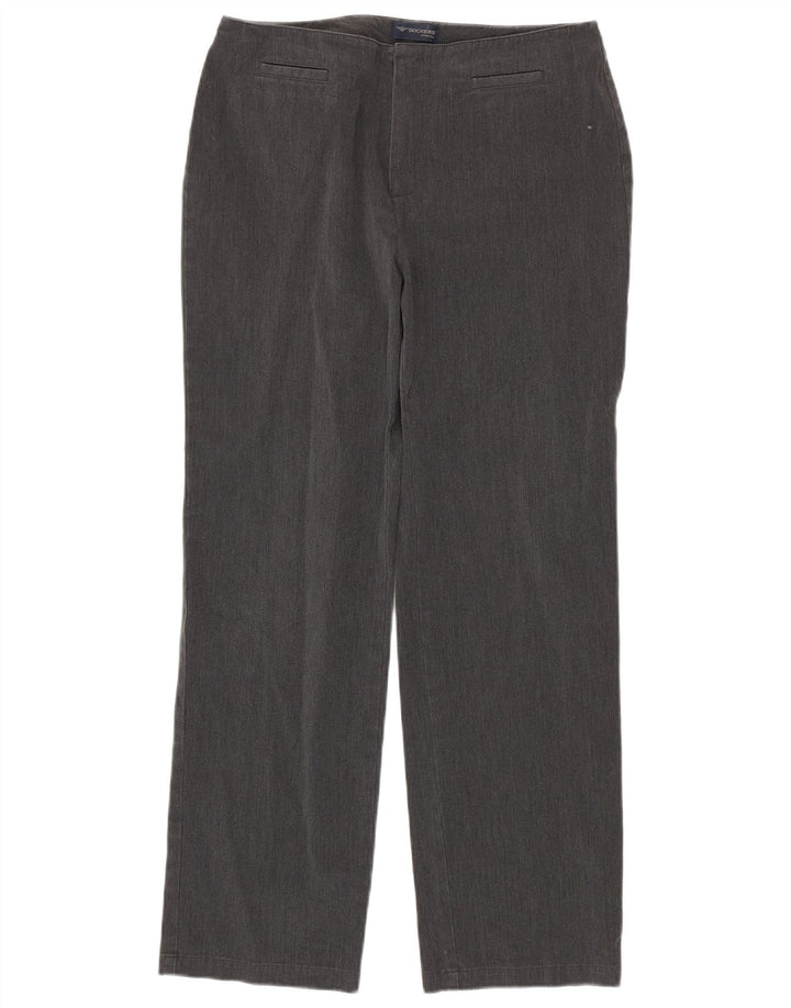DOCKERS Womens Straight Casual Trousers US 10 Large W30 L30 Grey Cotton