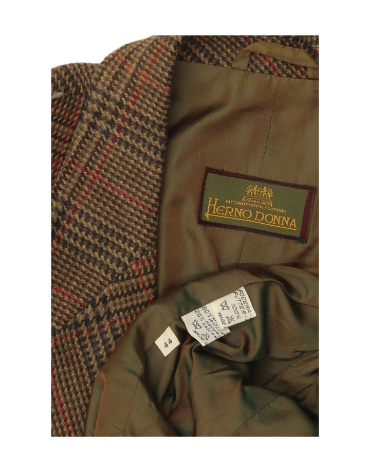 Herno Donna Womens Blazer Jacket IT 44 Medium Brown Houndstooth Wool