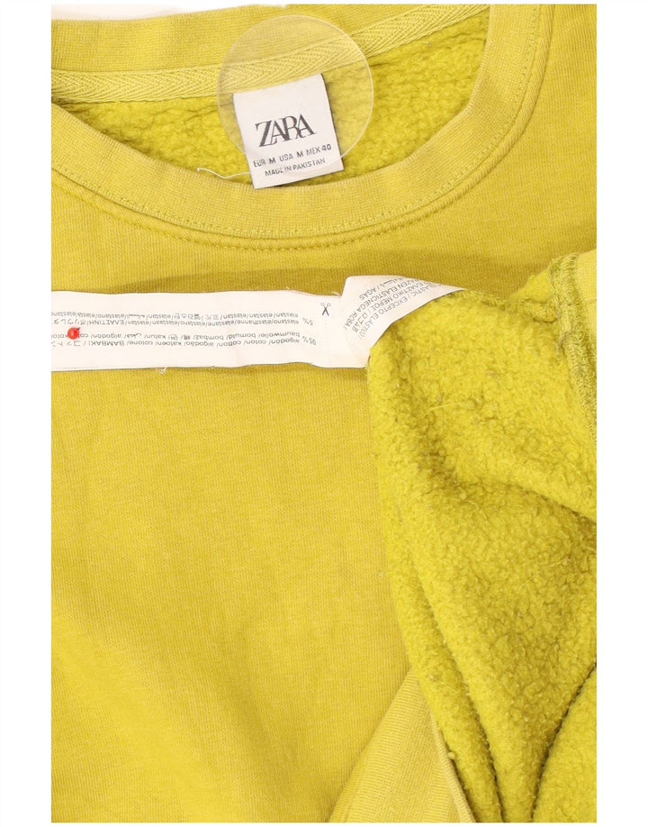Zara Mens Sweatshirt Jumper Medium Yellow Cotton