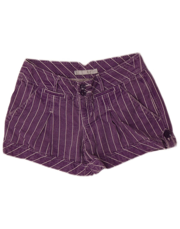 Zara Womens Trafaluc Cargo Shorts EU 36 XS W26 Purple Striped Cotton
