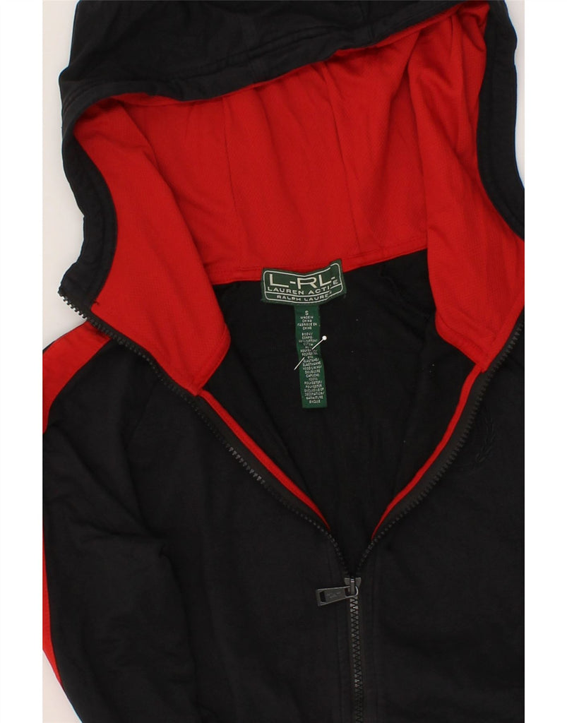 RALPH LAUREN Womens Zip Hoodie Sweater UK 10 Small Black Colourblock Vintage Ralph Lauren and Second-Hand Ralph Lauren from Messina Hembry 