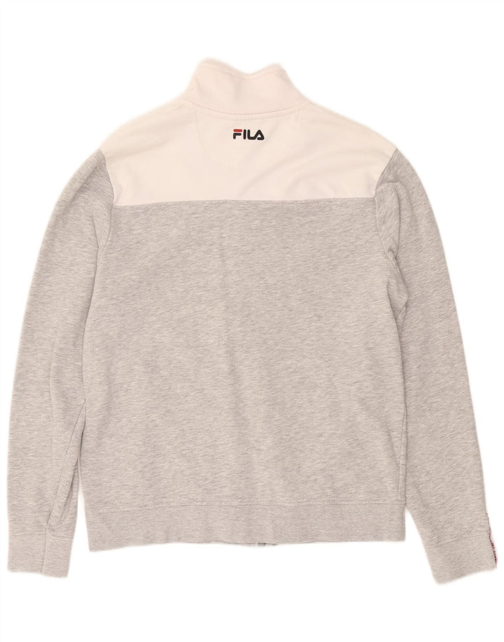 Fila Mens Tracksuit Top Jacket Large Grey Colourblock Cotton