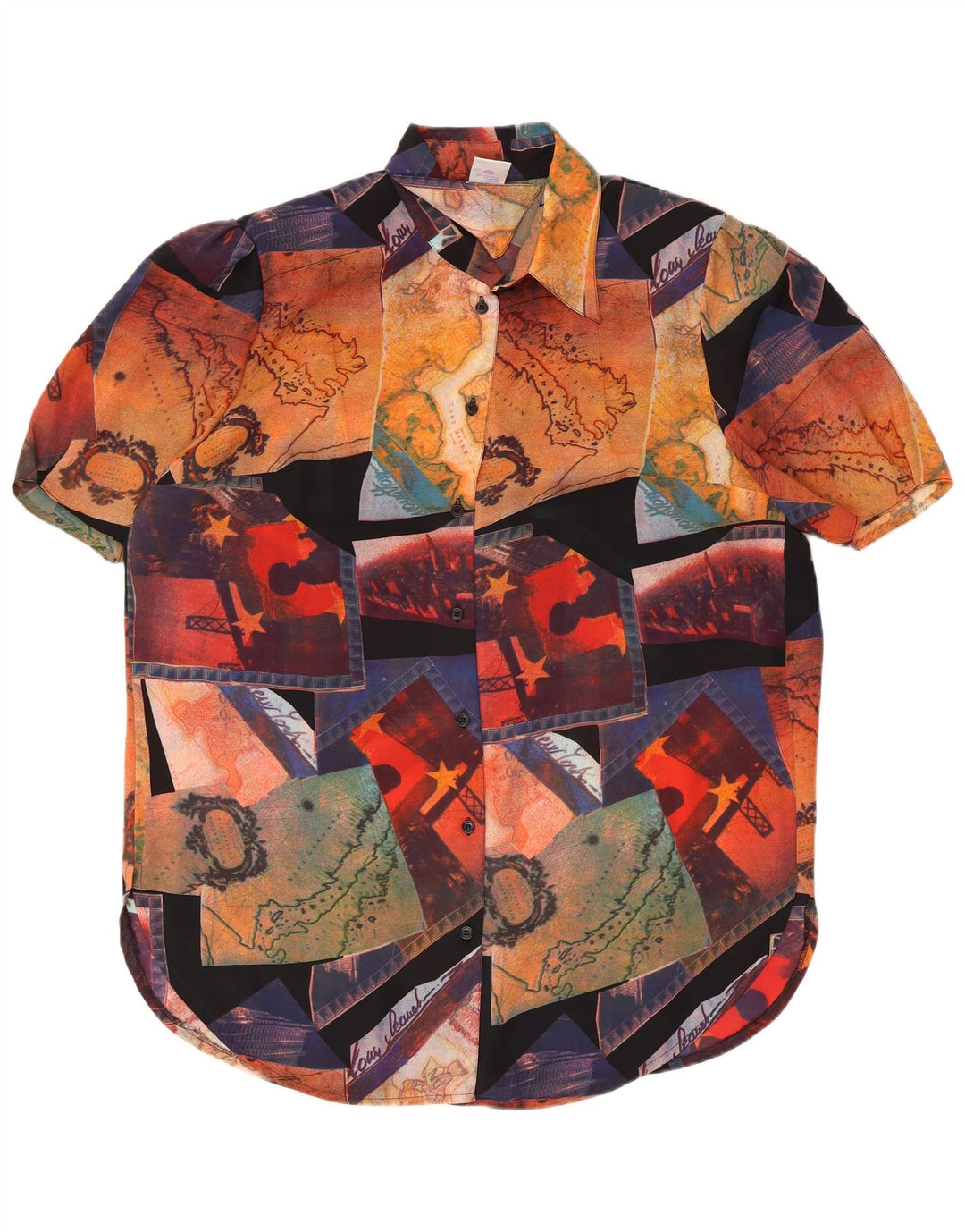 NEW FAST Womens Oversized Shirt Blouse EU 44 XL Multicoloured Patchwork
