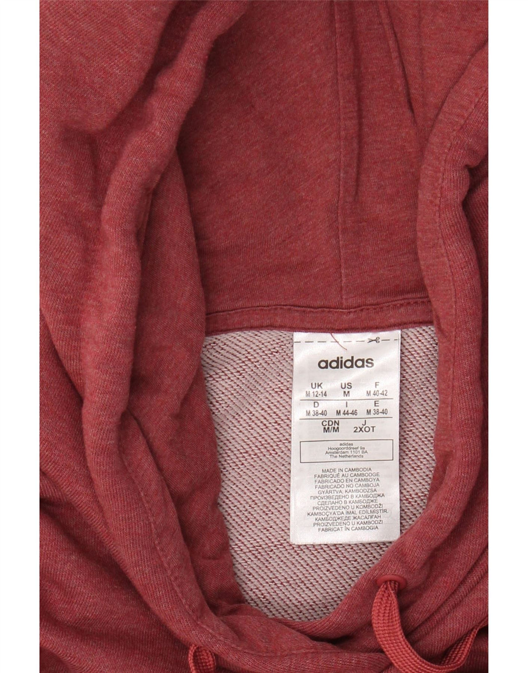 ADIDAS Womens Graphic Hoodie Jumper UK 12/14 Medium Maroon Cotton