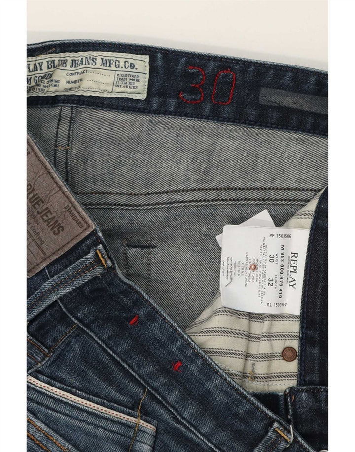 Replay Mens Slim Jeans W30 L32 Blue Cotton