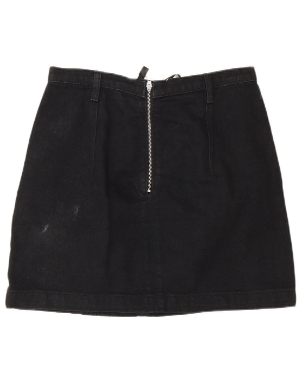 Topshop Womens Denim Skirt UK 10 Small W26 Black