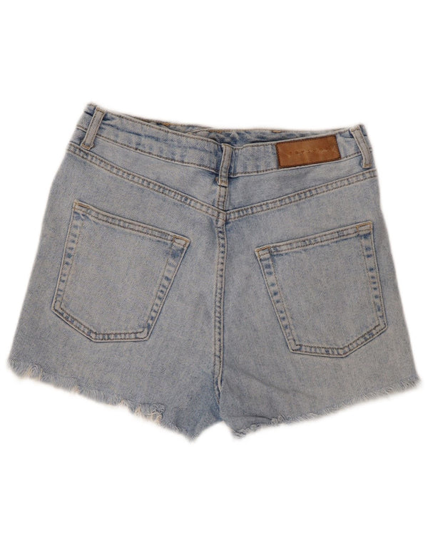 Topshop Womens Mom Distressed Denim Shorts UK 10 Small W28 Blue Cotton