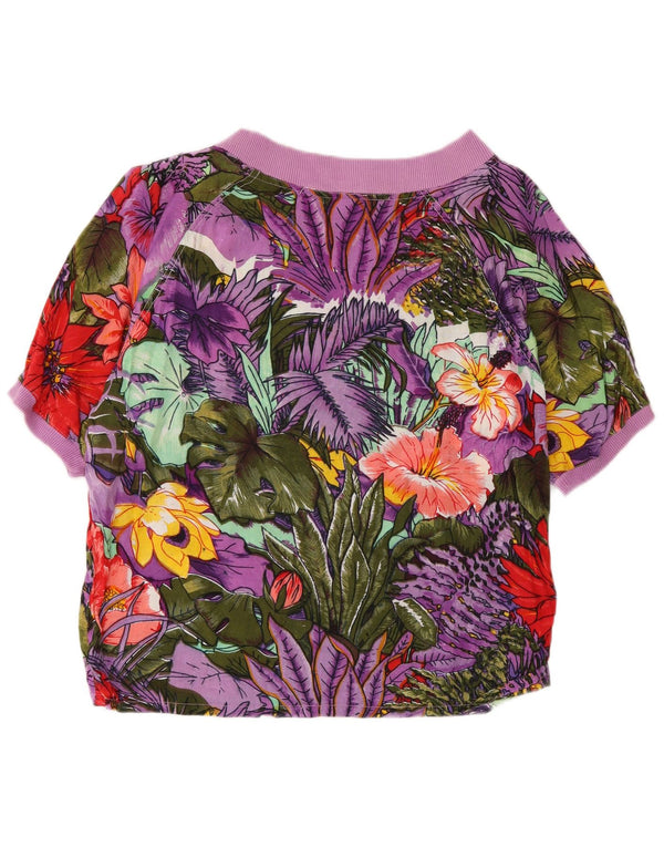 Vintage Womens Short Sleeve Blouse Top UK 14 Medium Multicoloured Festival