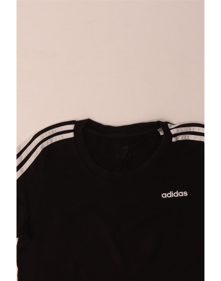 ADIDAS Womens T-Shirt Top UK 12/14 Medium Black Cotton