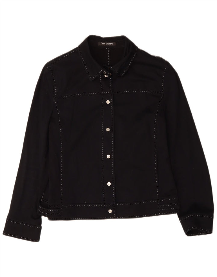 Betty Barclay Womens Bomber Jacket UK 14 Medium Black Cotton