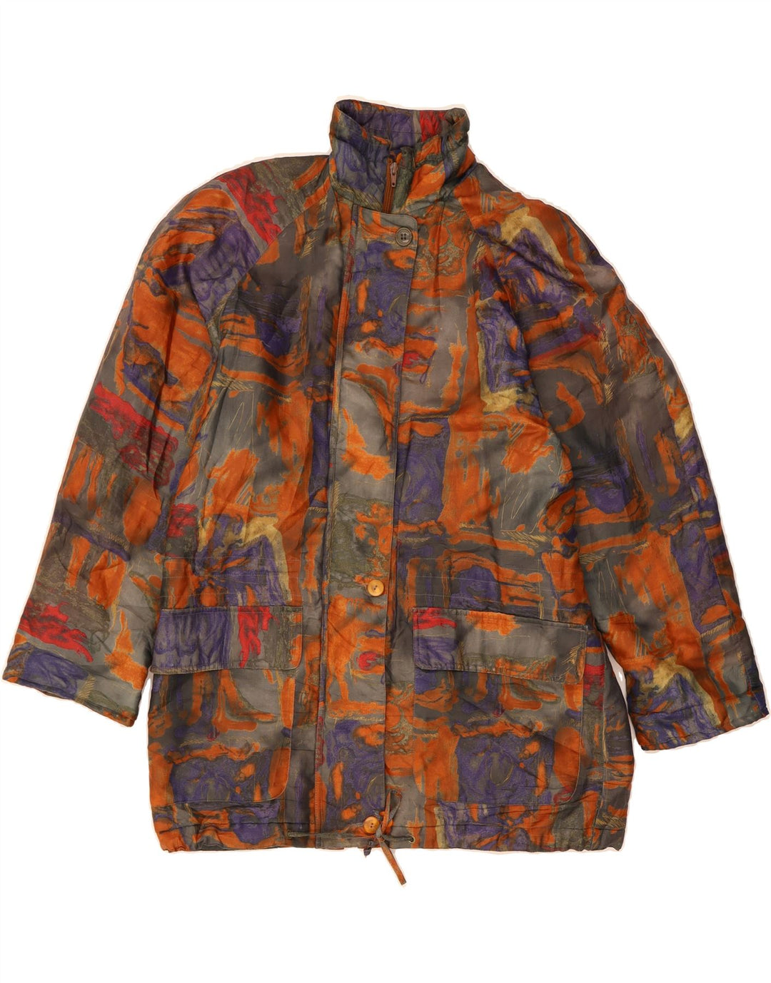 VINTAGE Womens Abstract Pattern Windbreaker Coat UK 14 Large Multicoloured Vintage Vintage and Second-Hand Vintage from Messina Hembry 