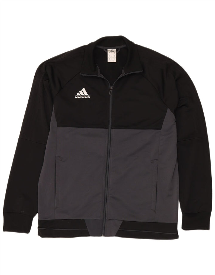 ADIDAS Mens Tracksuit Top Jacket Large Black Colourblock Polyester