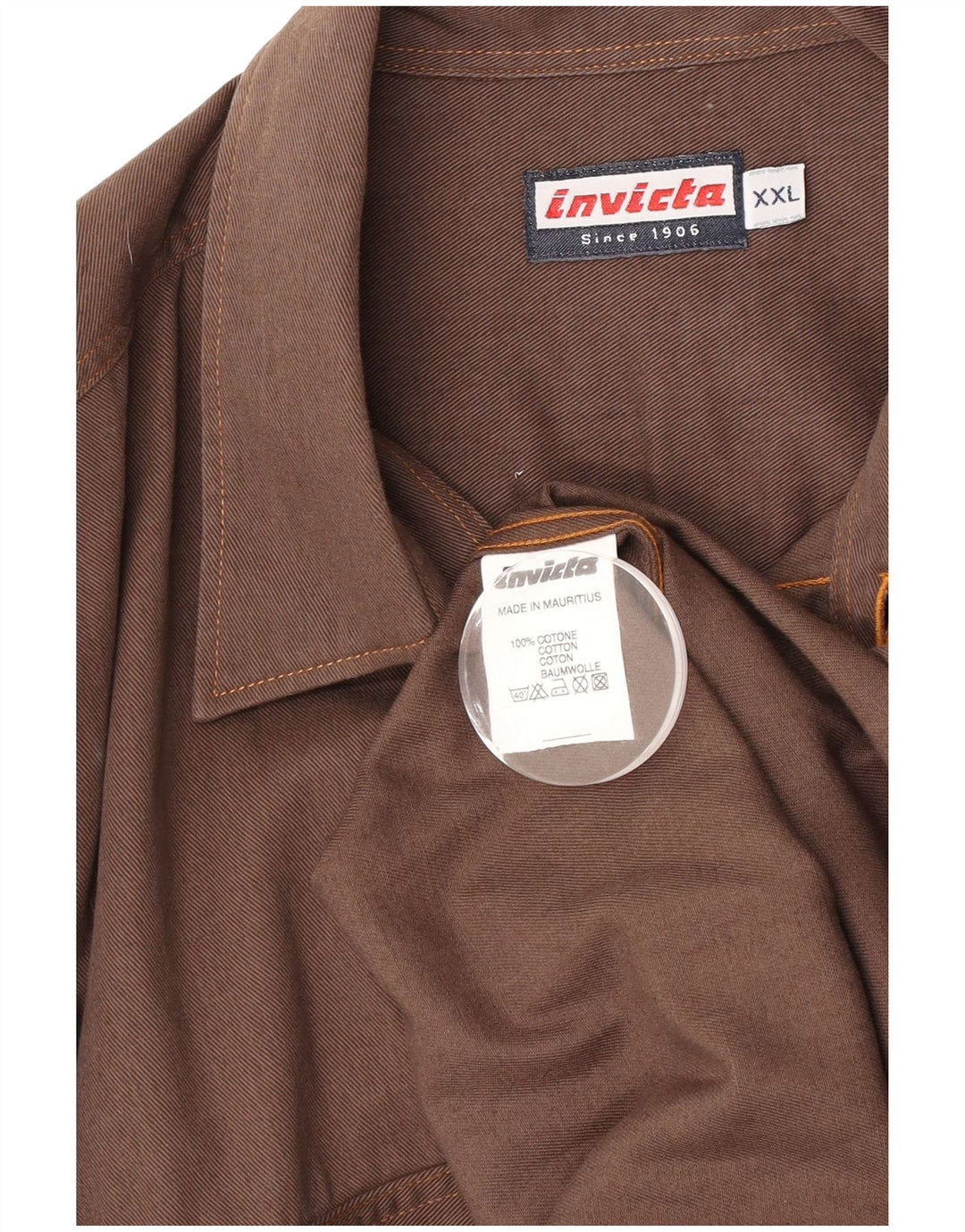 Invicta Mens Shirt 2XL Brown Cotton