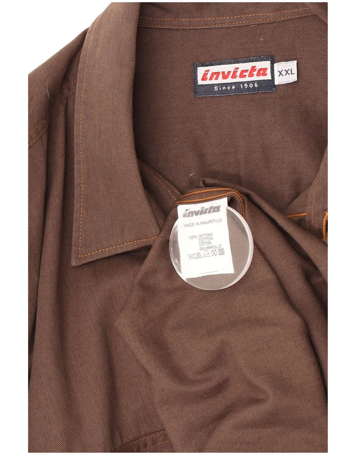 Invicta Mens Shirt 2XL Brown Cotton
