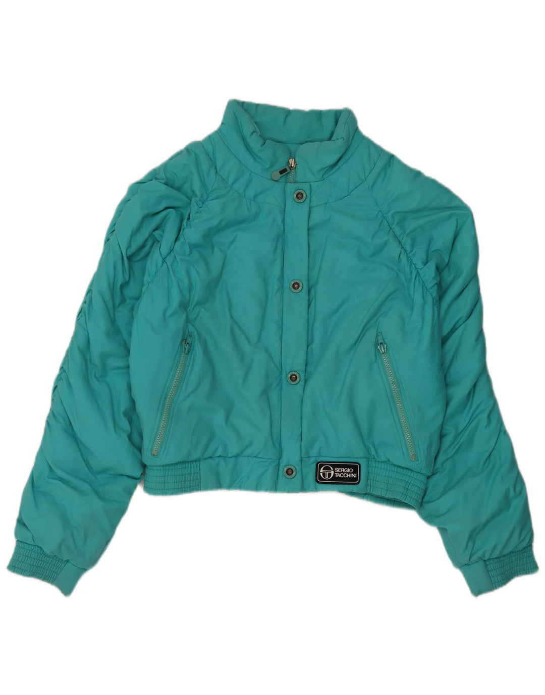 Sergio Tacchini Womens Loose Fit Crop Padded Jacket IT 42 Medium Turquoise