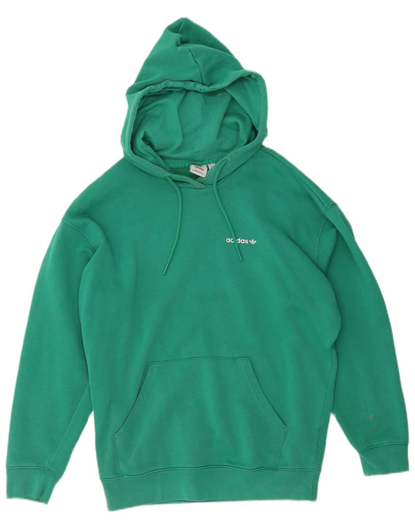 Adidas Womens Hoodie Jumper UK 12/14 Medium Green Cotton