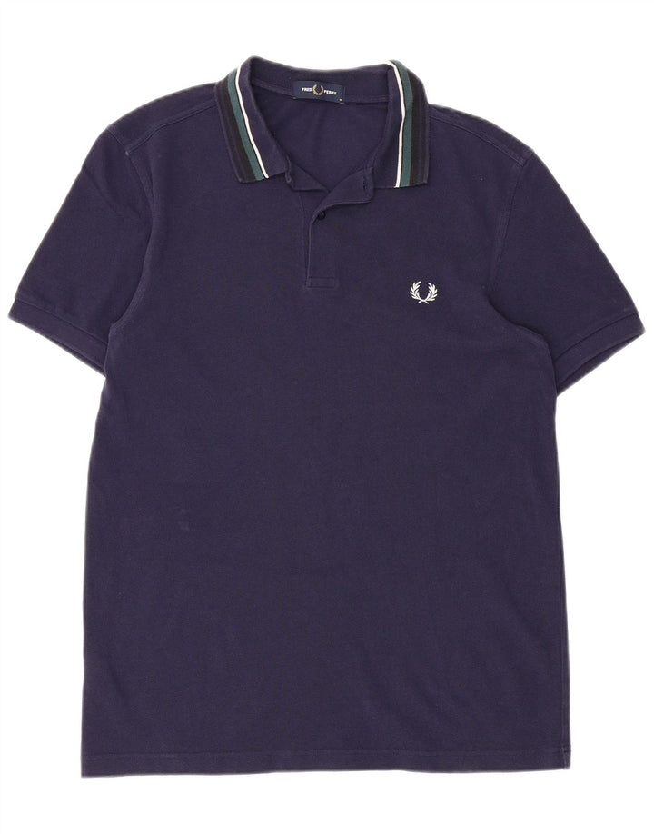 Fred Perry Mens Polo Shirt Medium Navy Blue Cotton