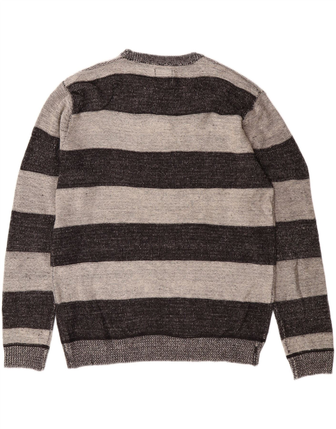 Billabong Mens Crew Neck Jumper Sweater Large Grey Striped Acrylic