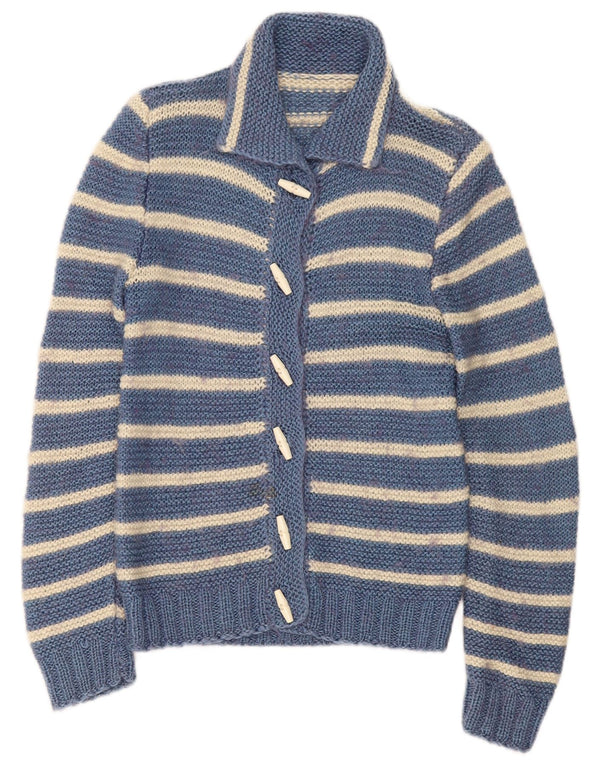 Vintage Womens Cardigan Sweater UK 10 Small Blue Striped