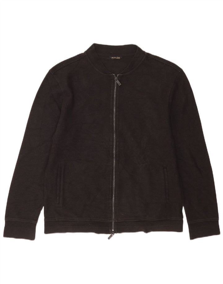 Massimo Dutti Mens Cardigan Sweater Large Black Cotton