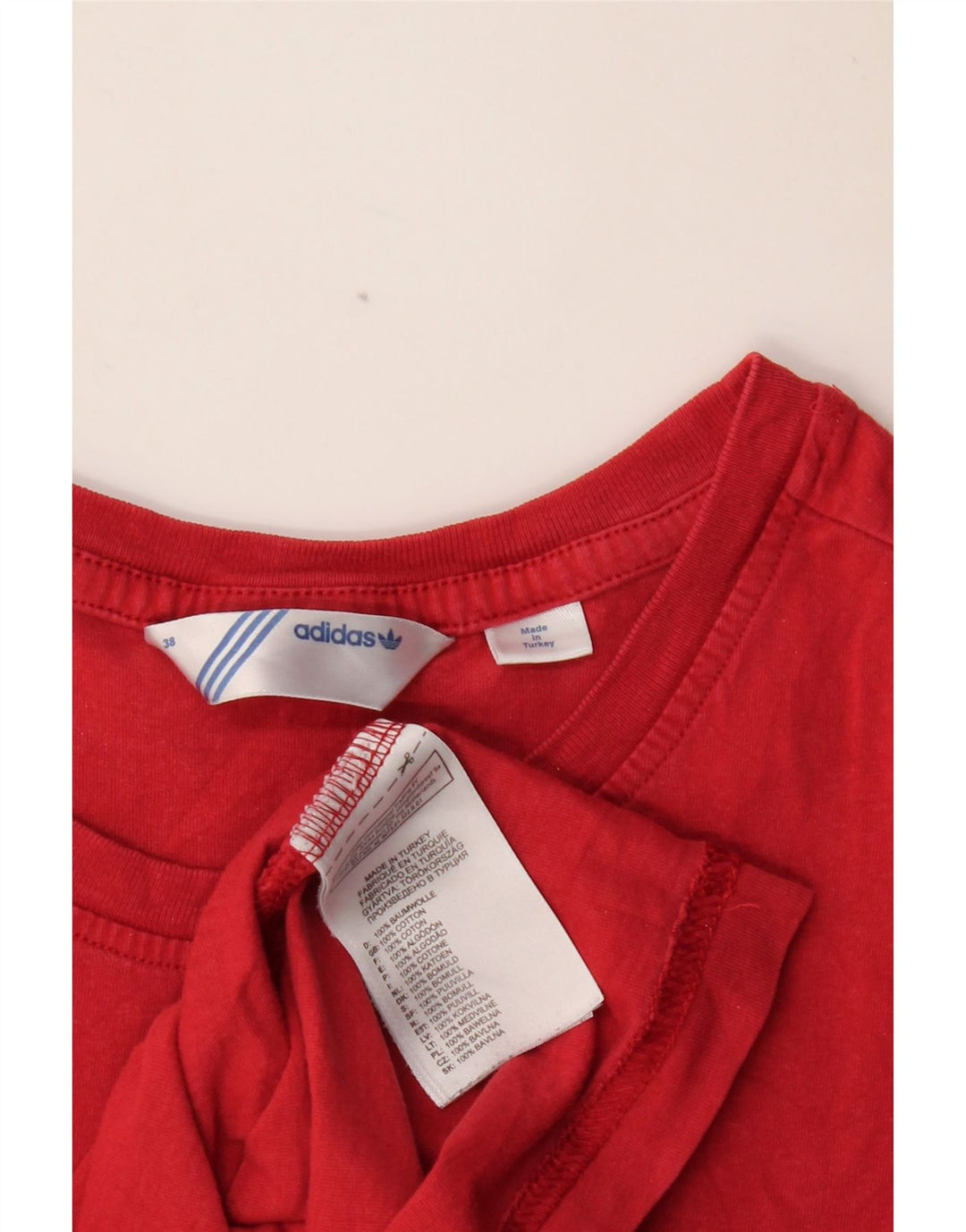 ADIDAS Womens Graphic T-Shirt Top IT 38 Small Red Cotton