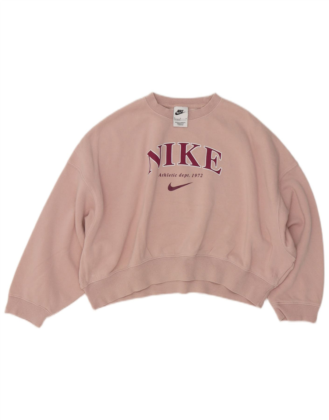 NIKE Girls Oversized Crop Sweatshirt Jumper 10-11 Years Medium Pink