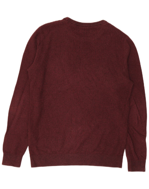 Jack & Jones Mens Crew Neck Jumper Sweater Large Burgundy Cotton