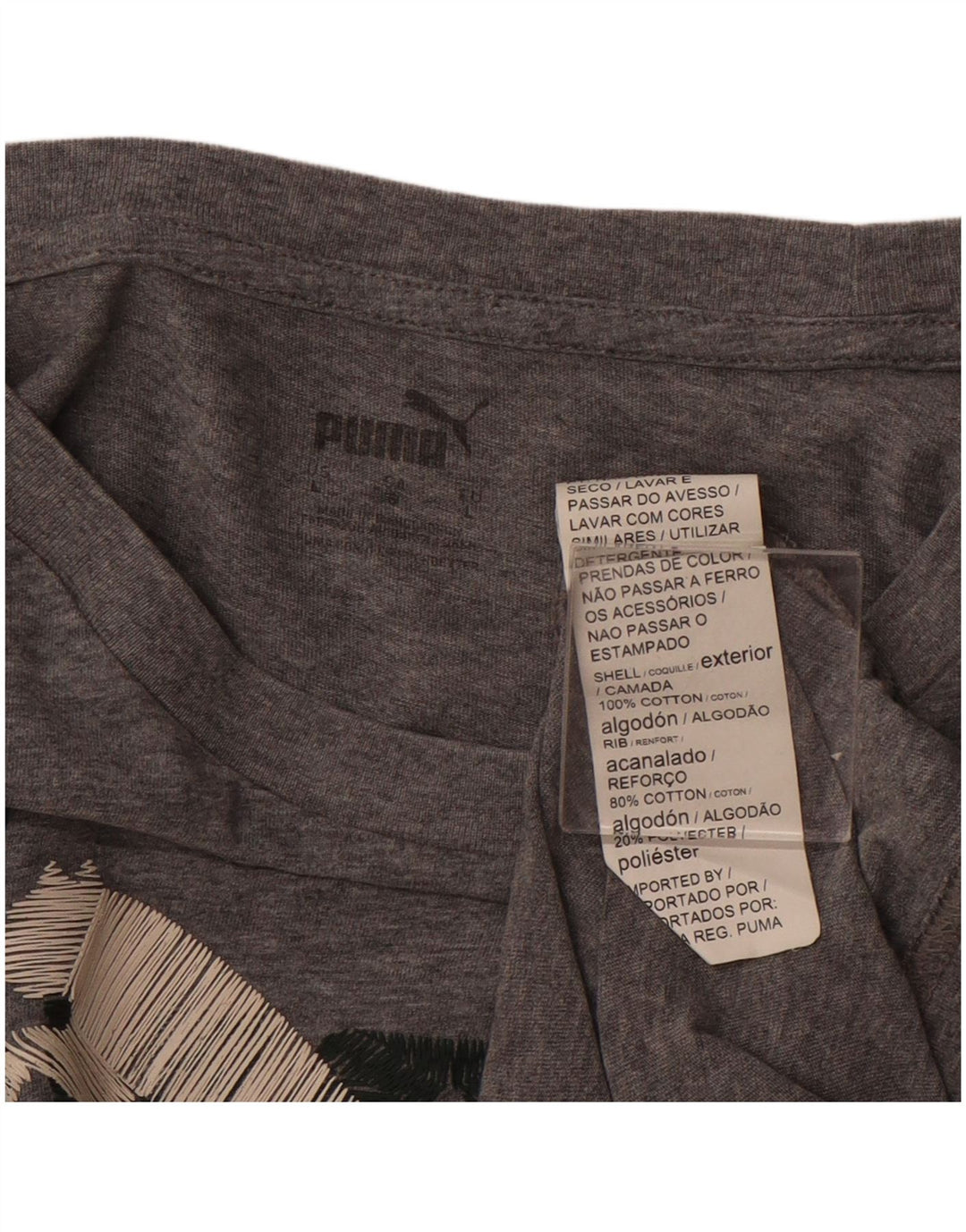 PUMA Womens Graphic T-Shirt Top UK 16 Large Grey Cotton