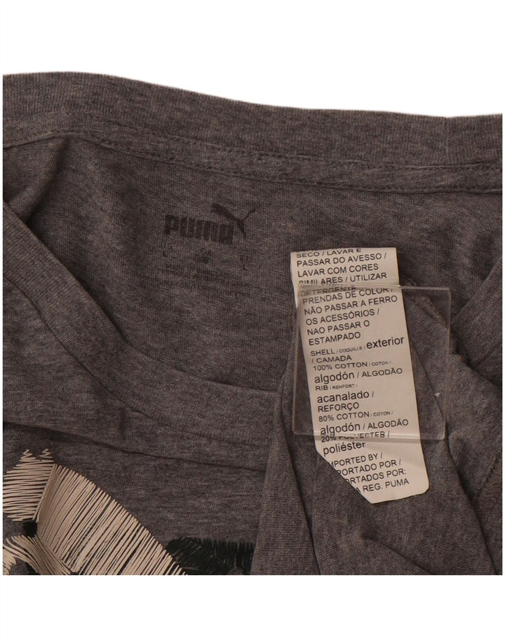 PUMA Womens Graphic T-Shirt Top UK 16 Large Grey Cotton
