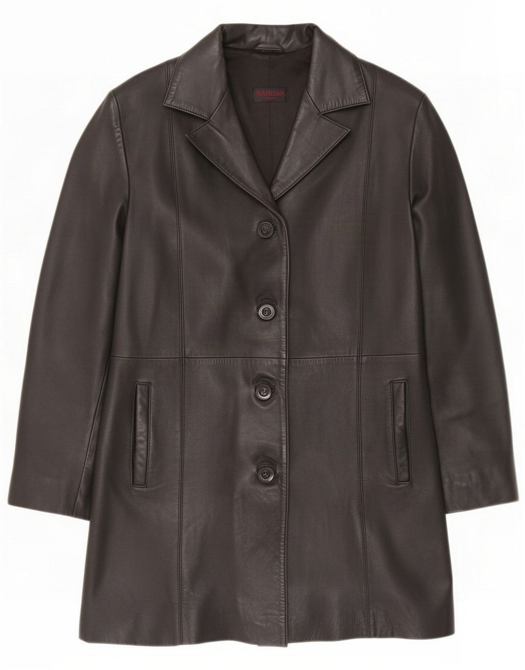 Sardar Womens 4 Button Leather Coat UK 12 Medium Black