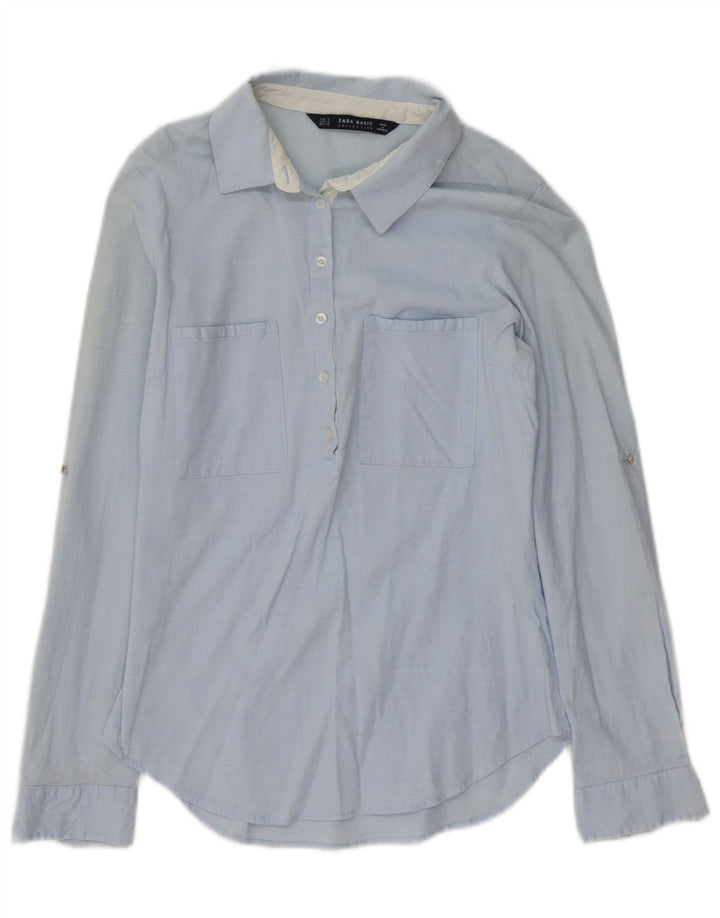 Zara Womens Pullover Shirt UK 10 Small Blue
