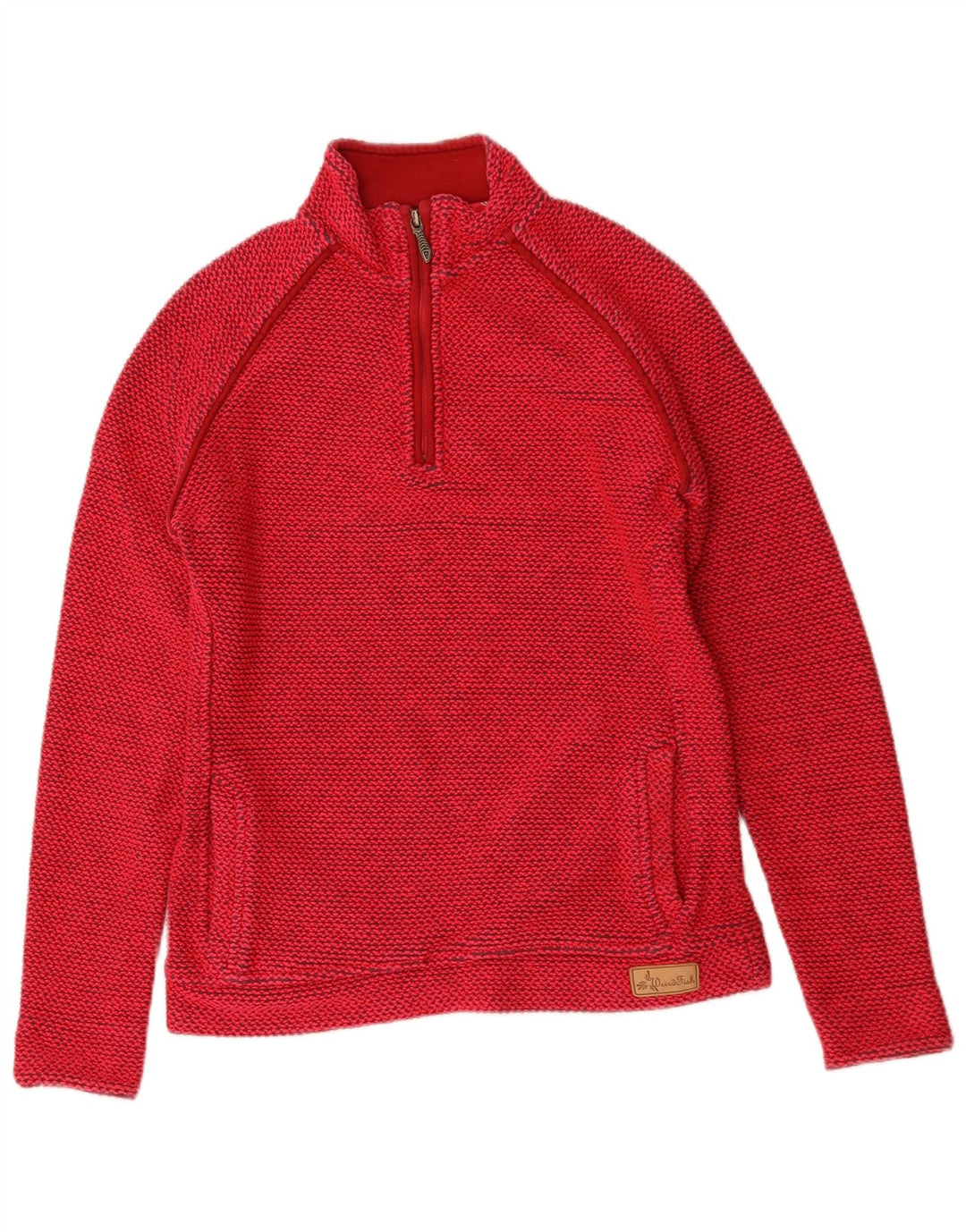 WEIRD FISH Womens Zip Neck Sweatshirt Jumper UK 12 Medium Red