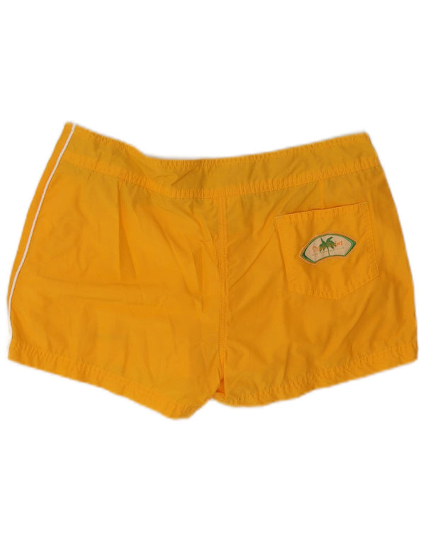 Champion Womens Sport Shorts UK 16 Large  Yellow Cotton