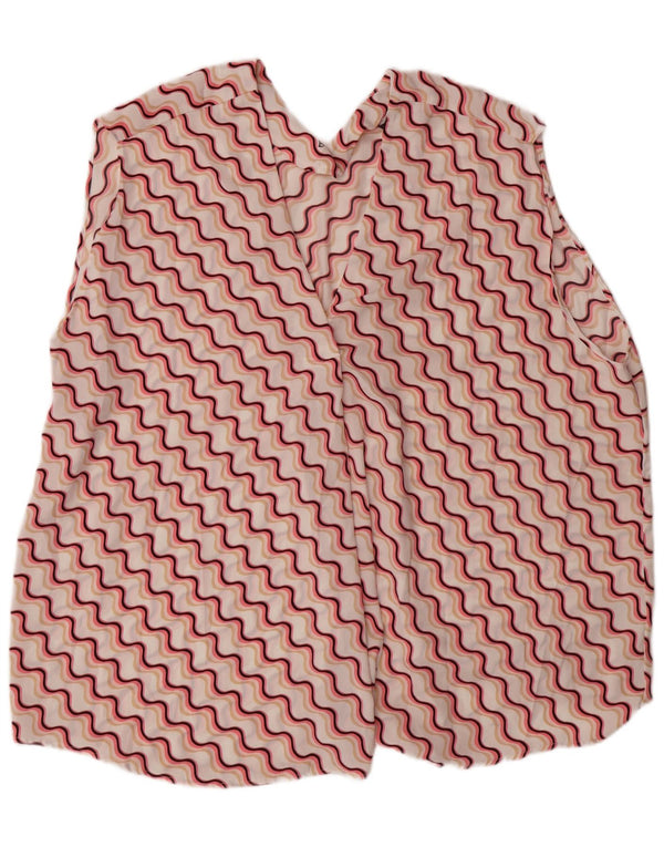 MARKS & SPENCER Womens Sleeveless Blouse Top UK 24 4XL  Pink Chevron