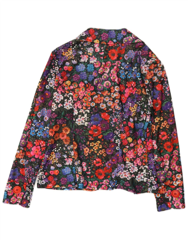Vintage Womens 3 Button Blazer Jacket UK 14 Medium Multicoloured Floral