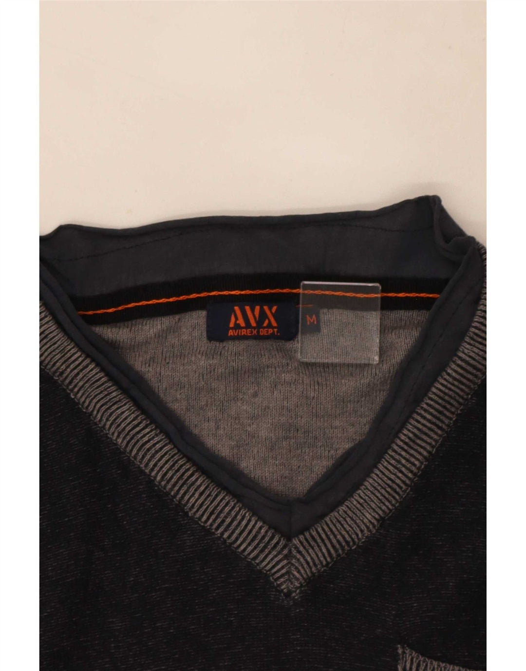 Avirex Mens V-Neck Jumper Sweater Medium Navy Blue