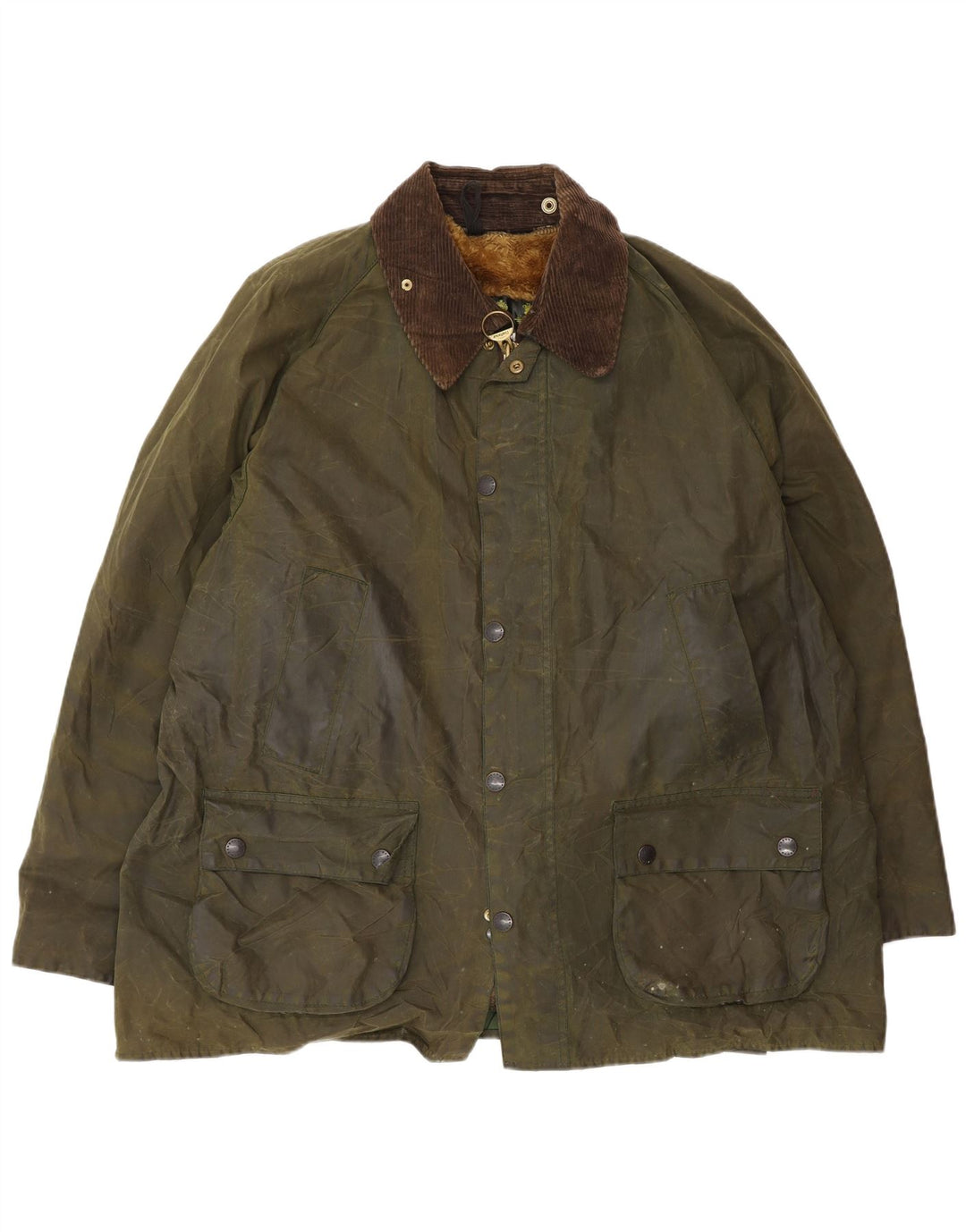 Barbour Mens Waxed Cotton Jacket UK 46 3XL Khaki Cotton